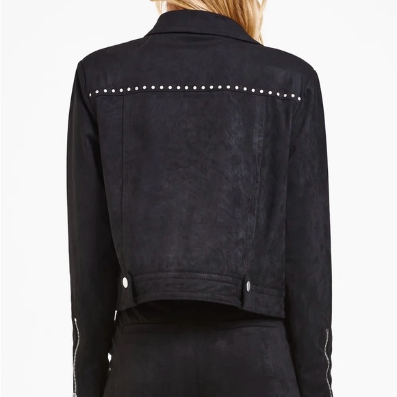 Dear John Studded Boxy Fitted Black Suede Jacket, Size Large - Picture 2 of 6